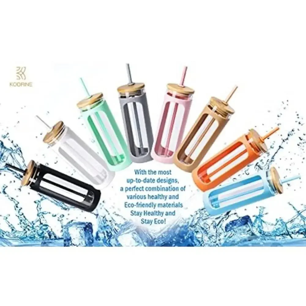 Kodrine 20oz Glass Water Tumble with Straw and Lid